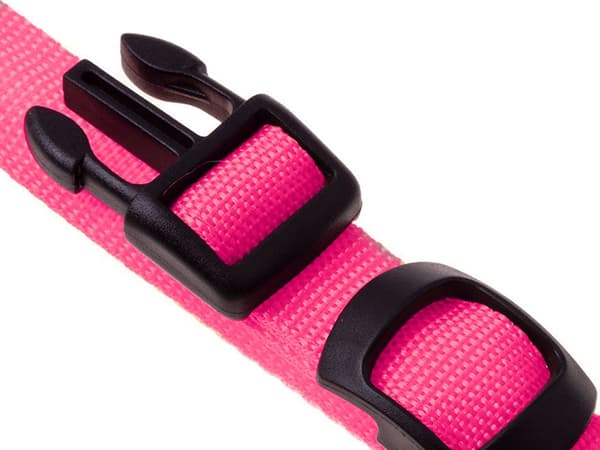 LED-halsbånd hund/kat justerbart 46–59 cm rosa inkl. 2 batterier