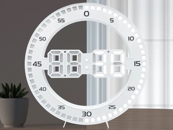 LED vægur digital med termometer alarm hvid 33 x 2 cm USB