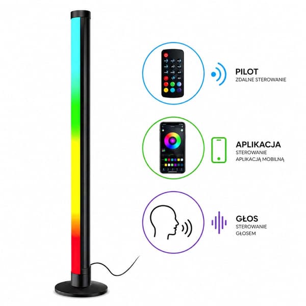 LED-kulmalamppu 90 cm RGB 16M väriä 210 tilaa Bluetooth USB