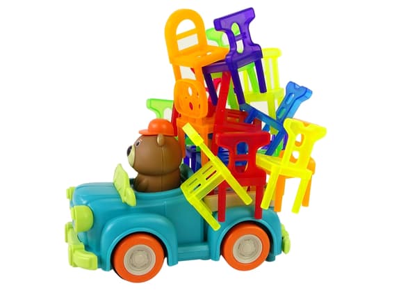 Staplingsspel Falling Chairs med 48 stolar och batteridriven bil