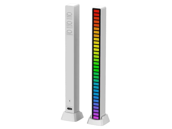 USB LED-lys RGB lydrespons 32 LED 18 tilstande genopladelig hvid