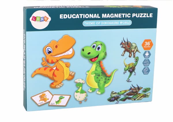 Magnetiskt pussel dinosaurier med rityta och penna, 3+ år