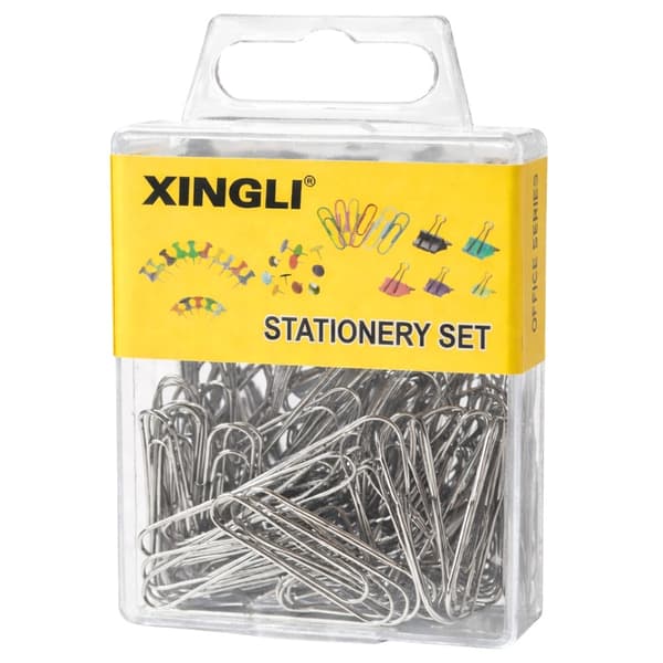 Metalliset paperiliittimet silver 70 st, 3,1x0,7 cm, box