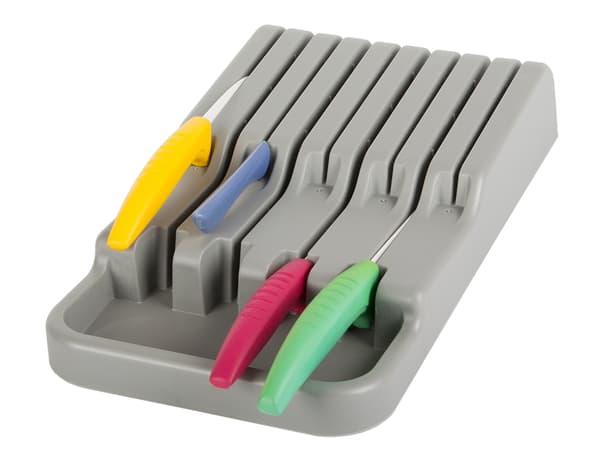 Knivindsats til skuffe 9 rum plast grå 17,5x30x5,5 cm