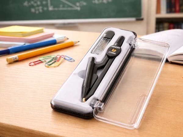 Skolepasser sæt med blyant, ekstra stift og etui 14,5 x 5 cm sort