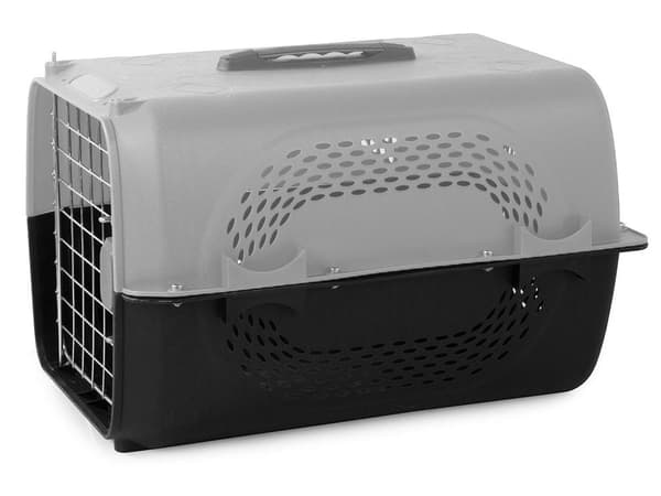 Transportbur hund/katt/smådjur plast 48x30x32 cm grå