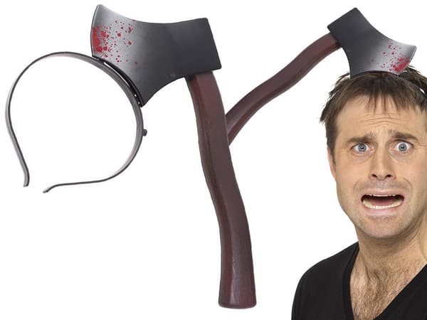Halloween-hårbøjle med økse plast brun one size 27 cm