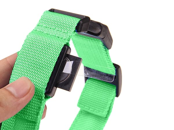 LED-halsbånd hund/kat justerbart 46–59 cm grøn inkl. 2 batterier