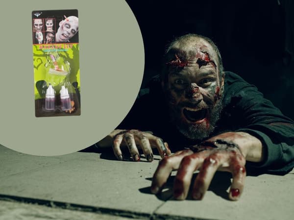 Halloween sminkkit fejkad sårskada med blodpenna och 2 blodflaskor