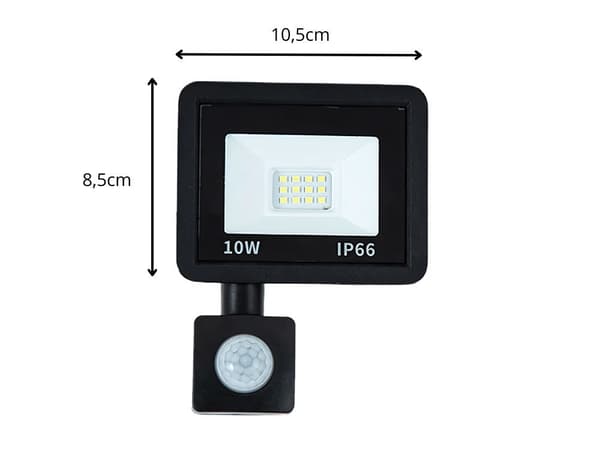 LED projektør 10W med bevægelses- og skumringssensor IP66 6000K
