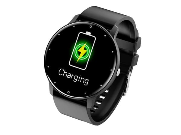 Smartwatch med Bluetooth-opkald pulsmåling og sort silikonerem