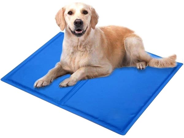 Kølemåtte til hund og kat med kølegel 50x90 cm blå polyester
