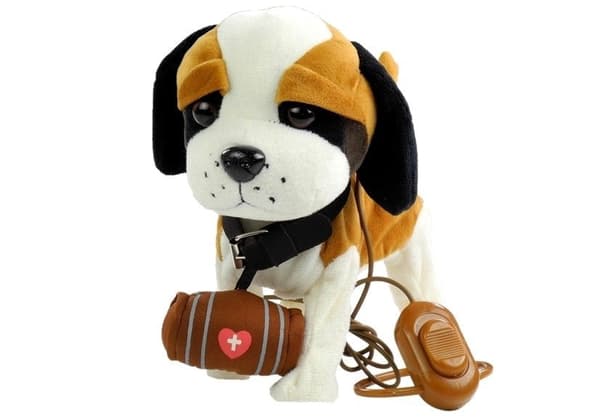 Interaktiv leksakshund på koppel St Bernard 24 cm, sjunger och dansar