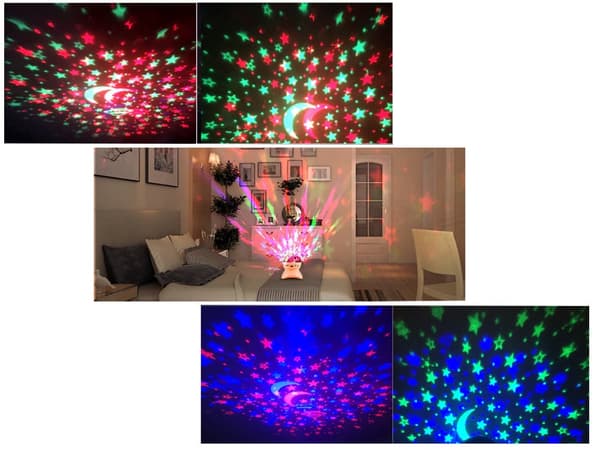 Stjerneprojektor LED med Bluetooth-højttaler rosa 11x13 cm