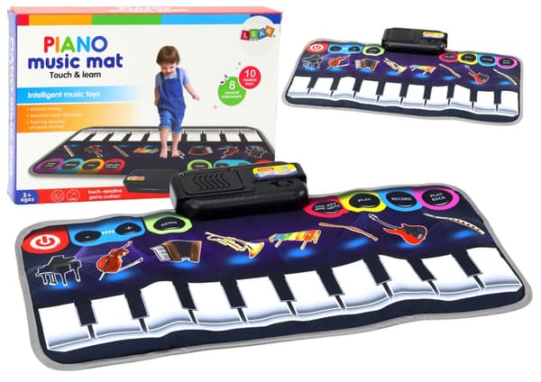 Musikmatta för barn 10 tangenter 8 instrument volymkontroll 3+ år