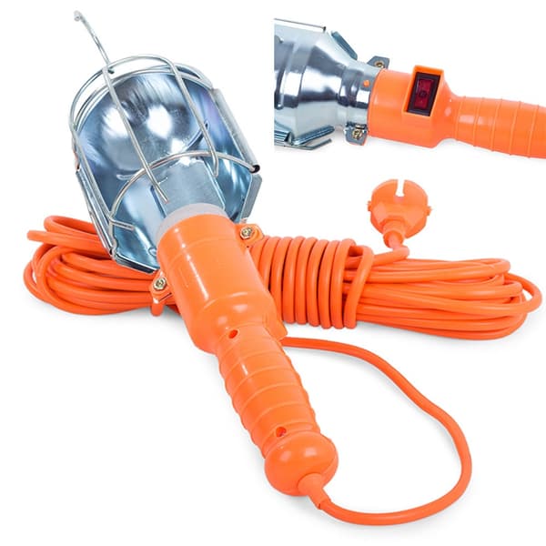 Værkstedslampe 230V med 10 m kabel E27 max 60W orange
