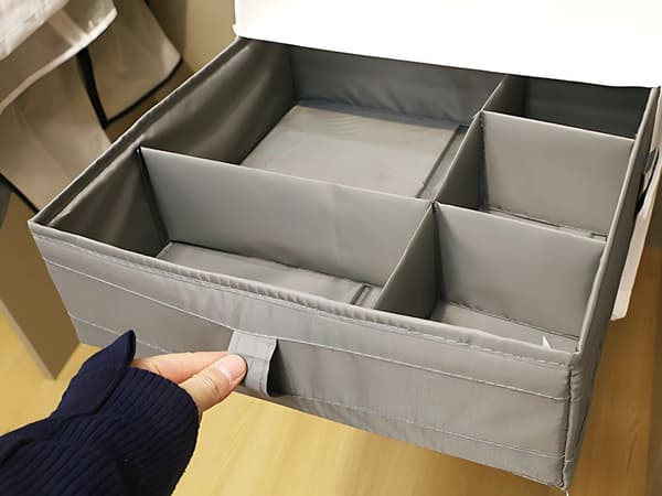 Opbevaringsboks skuffeorganisator 7 rum 44x34x11 cm grå polyester