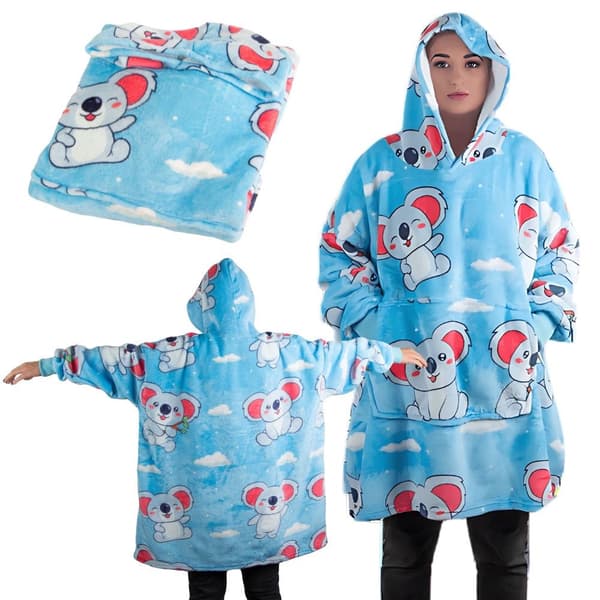 Vilttihuppari huppulla oversize XXL one size sininen polyesteri