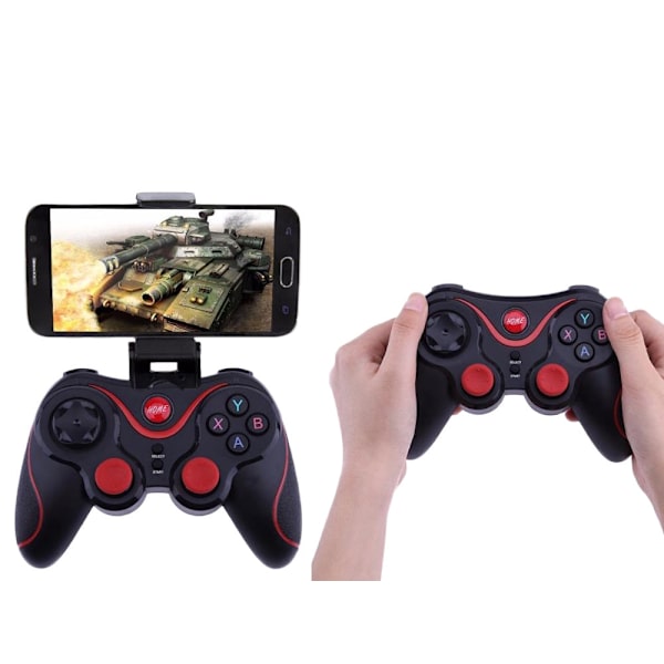 Trådlös gamepad Bluetooth med mobilhållare för iOS/Android/PC svart