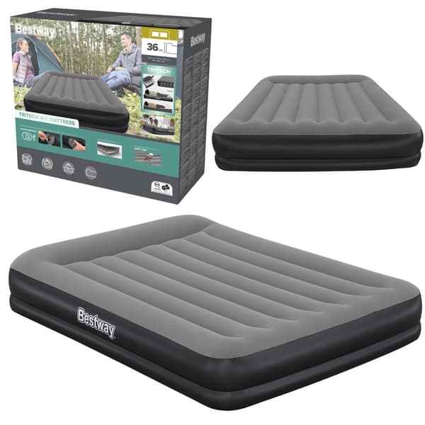 Dobbelt luftmadras 203x152x36 cm TriTech med USB-pumpe og pude