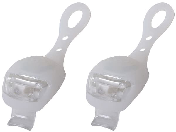 Cykellampor i silikon 2-pack med 3 lägen, vit, batterier ingår