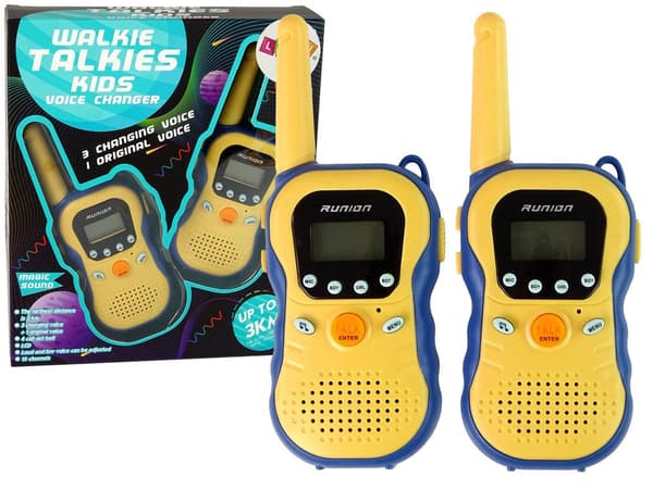Walkie talkies för barn 2-pack gul 16 kanaler 3 km räckvidd