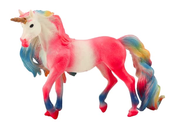 Samlarfigur enhörning rosa plast 13,5 cm