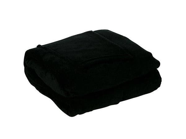 Fleece-viltti hihoilla 138x180 cm musta, universaali koko