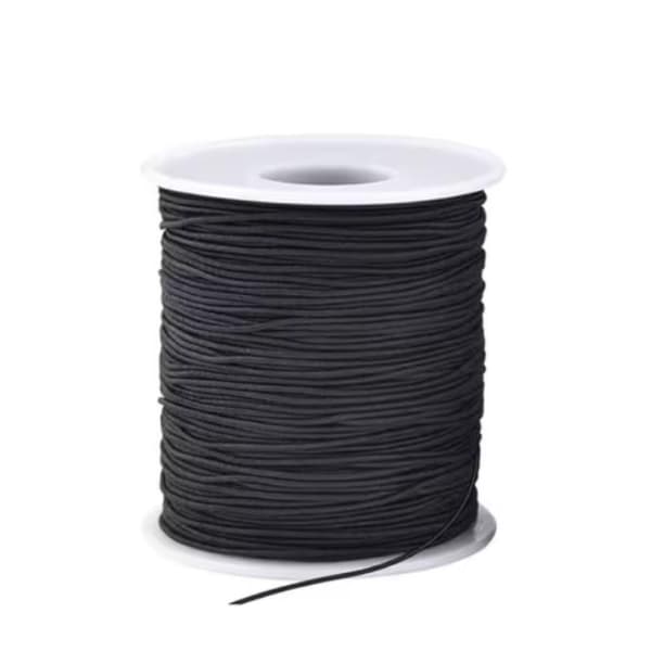 Svart Nylonklädd Elastisk Tråd – 50 meter, 0,6 mm för Smycken