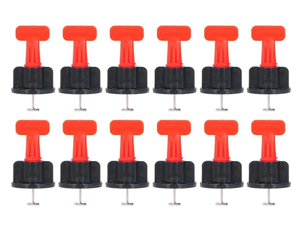 Fliselægningssystem 50 clips + nøgle til fliser 3–16 mm rød