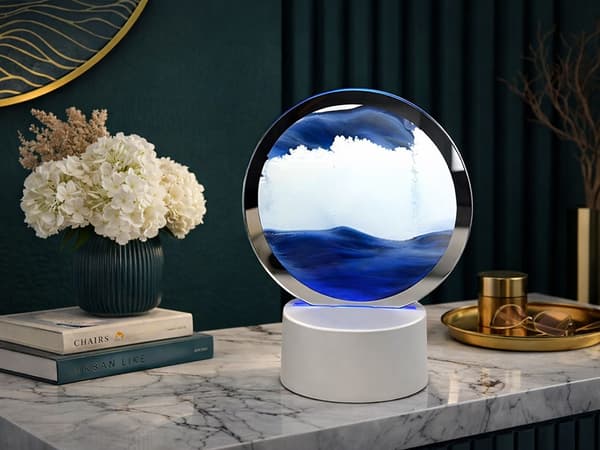 3D sandlampe bordlampe med RGB-baggrundsbelysning USB/AAA 19 cm