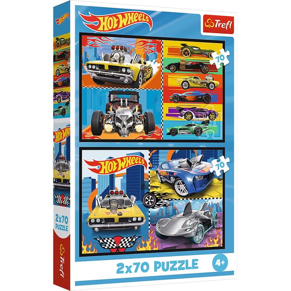 Puslespil 2-pack 70 brikker Hot Wheels til børn
