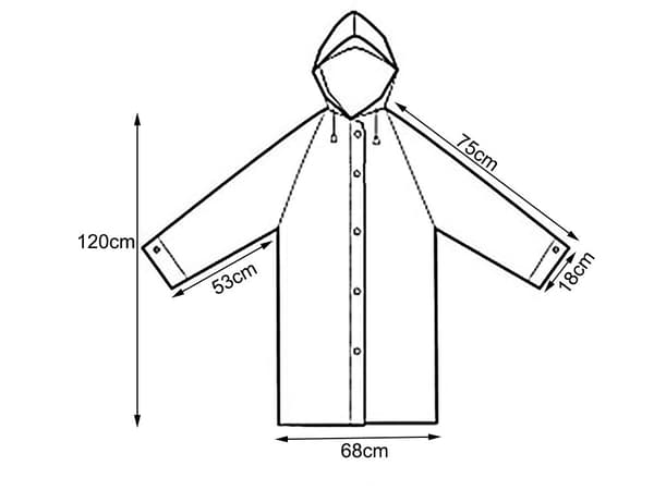 Regnponcho med huva och tryckknappar, EVA, one size, blå