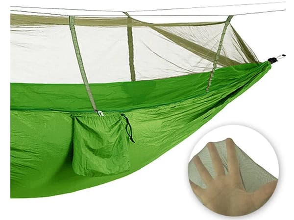 Riippumatto hyttysverkolla 250x140 cm, vihreä polyesteri, max 150 kg