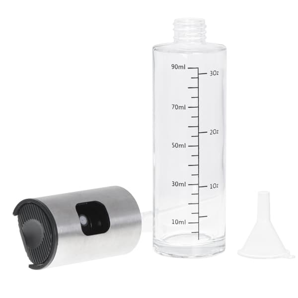 Oliesprayer/oliedispenser 100 ml i glas med pumpe og tragt