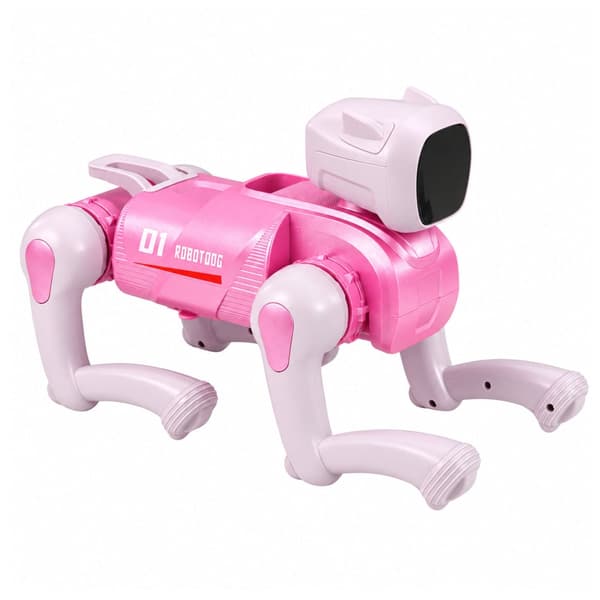 Interaktiv AI-robothund rosa med fjärrkontroll, röststyrning & app