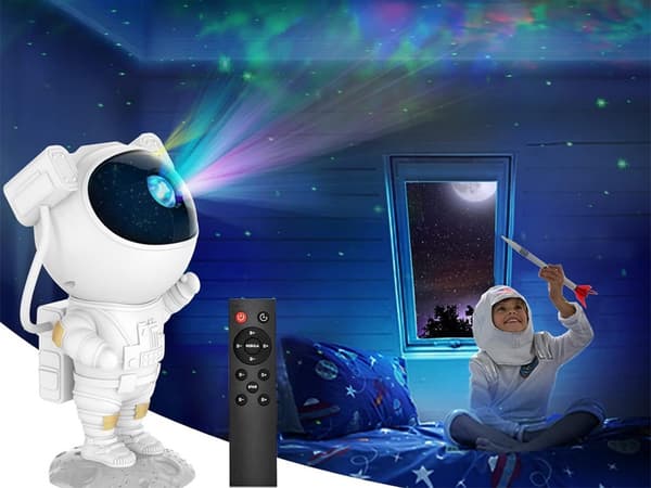 Astronaut stjärnprojektor LED med fjärrkontroll, USB, vit, 23 cm
