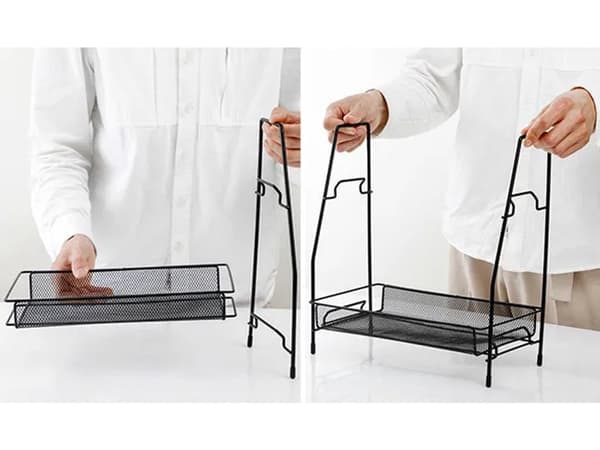 Keittiöhylly 2 tasoa metalli musta 32,5 cm