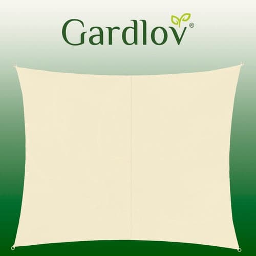 Solsejl rektangulært 3x2 m beige polyester inkl monteringssæt
