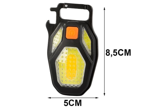 Avainperän taskulamppu COB LED USB-lataus magneetilla ja pullonavaajalla