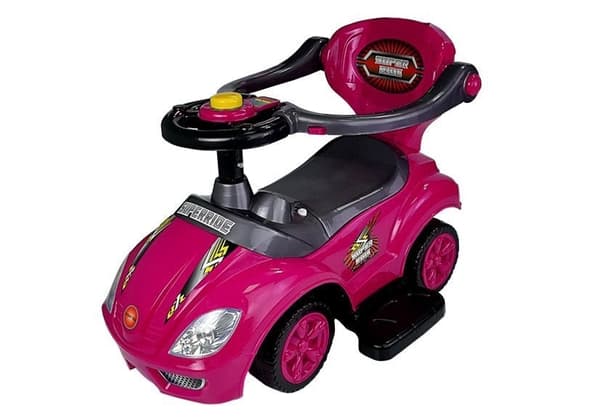 3-in-1 ajettava auto lapsille, vaaleanpunainen