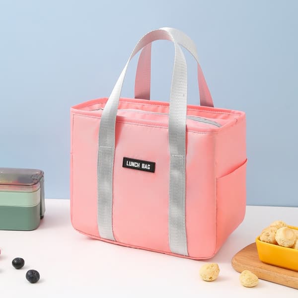 Termisk lunchtaske lysrosa 24x21x13 cm polyester isolerad