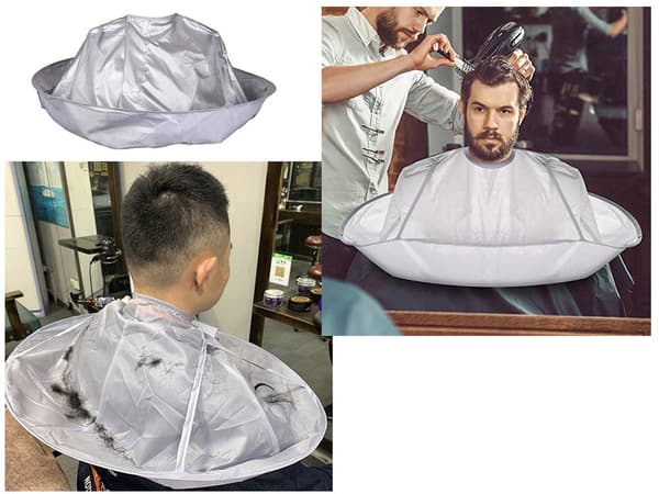 Hårklipningskrave universal med velcrolukning polyester sølv Ø56 cm