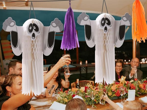 Hængende Halloween-spøgelse 3D papirsdekoration hvid 36 cm foldbar