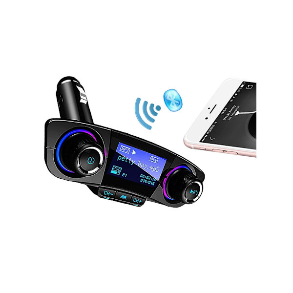 FM-sändare Bluetooth 5.0 biladapter 12/24V 2x USB AUX SD