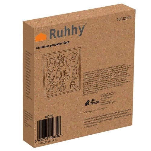 Julgranspynt i trä 10-pack röda julmotiv 2,5–3,5 cm