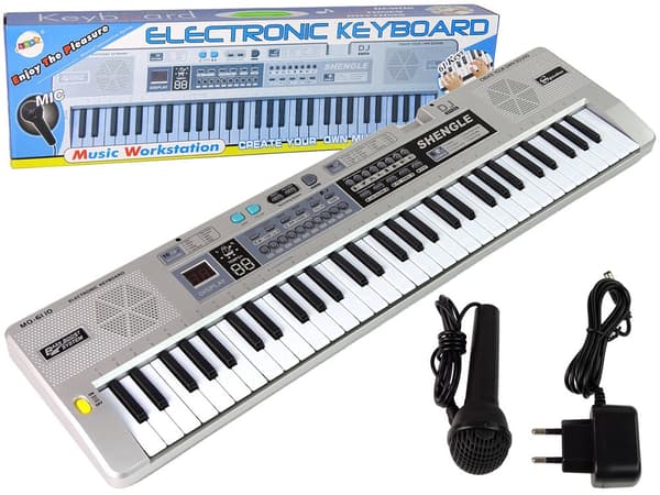 Keyboard legetøj 61 tangenter med mikrofon, optagelse og lektionsfunktion