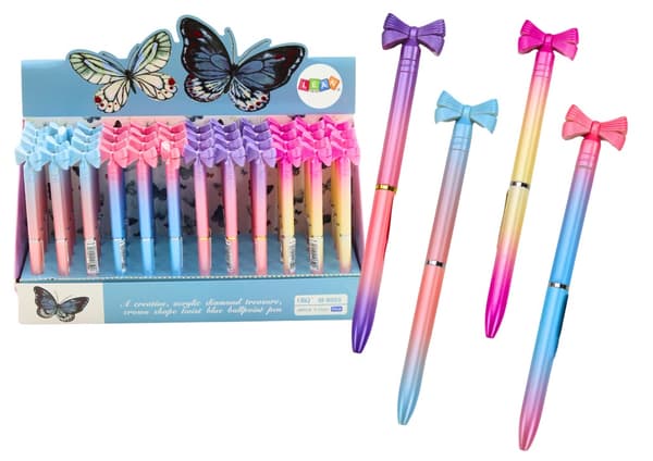 Kuglepen med sløjfe, blåt blæk, 48-pack, 16 cm