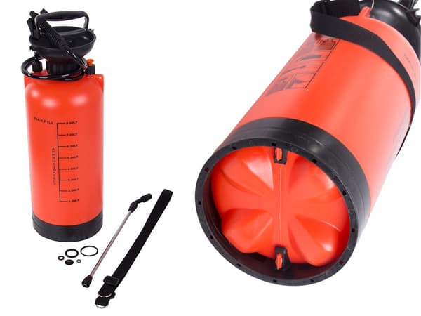 Tryckspruta 8 L plast med lans 55 cm och slang 120 cm orange