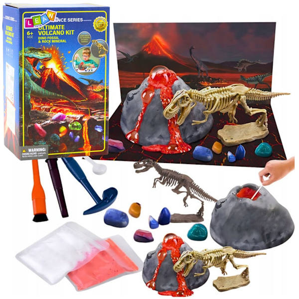 Experimentset vulkanutbrott & dinosauriefossilutgrävning 2-i-1
